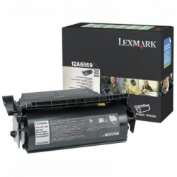 LEXMARK TONER 12A6869, BLACK, 10000S, NAKLEJANE ETYKIETY, ORYGINAŁ