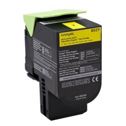 LEXMARK TONER 80C20Y0, YELLOW, 1000S, ZWROTNY, ORYGINAŁ