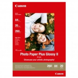CANON PHOTO PAPER PLUS GLOSSY, FOTO PAPIER, POŁYSK, BIAŁY, A4, 260 G/M2, 20 SZT., PP-201 A4, ATRAMENT