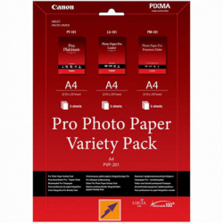 CANON PHOTO PAPER PRO VARIETY PACK PVP-201, FOTO PAPIER, 5X MATOWY PM-101, 5X GLOSSY PT-101, 5X LU-101 TYP BIAŁY, A4, 15 SZT., 621