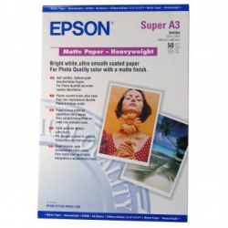 EPSON MATTE PAPER HEAVYWEIGHT, FOTO PAPIER, MATOWY, SILNY TYP BIAŁY, STYLUS PHOTO 1270, 1290, A3+, 167 G/M2, 50 SZT., C13S041264,