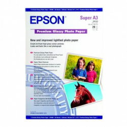 EPSON PREMIUM GLOSSY PHOTO PAPER, FOTO PAPIER, POŁYSK, BIAŁY, STYLUS PHOTO 890, 895, 1270, 2100, A3+, 255 G/M2, 20 SZT., C13S041316,