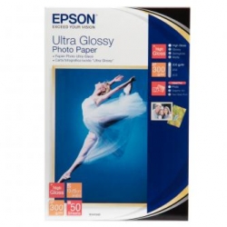 EPSON ULTRA GLOSSY PHOTO PAPE, FOTO PAPIER, POŁYSK, BIAŁY, R200, R300, R800, RX425, RX500, 10X15CM, 4X6", 300 G/M2, 50 SZT., C13S0