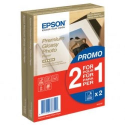 EPSON PREMIUM GLOSSY PHOTO PAPER, FOTO PAPIER, PROMO 1+1 GRATIS TYP POŁYSK, BIAŁY, 10X15CM, 4X6", 255 G/M2, 2X40 SZT., C13S042167, AT