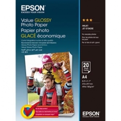 EPSON VALUE GLOSSY PHOTO PAPER, FOTO PAPIER, POŁYSK, BIAŁY, A4, 183 G/M2, 20 SZT., C13S400035, ATRAMENT