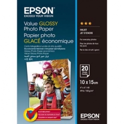 EPSON VALUE GLOSSY PHOTO PAPER, FOTO PAPIER, POŁYSK, BIAŁY, 10X15CM, 183 G/M2, 20 SZT., C13S400037, ATRAMENT