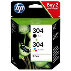 HP ZESTAW TUSZY 3JB05AE  304, CZARNY + KOLOR, 100COLOR-120BKS  DESKJET 3720, 3721, 3722, 3723, ORYGINAŁ